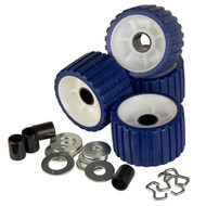 C.E. Smith Ribbed Roller Replacement Kit 4-Pack Blue 29320 Boat Sailboat Marine