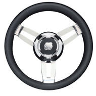 Uflex Morosini 13.8" Steering Wheel Black Polyurethane S.Steel Spoke Chrome Hub