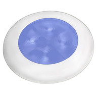 Hella Slim Line Round Courtesy 12V Lamp BLUE LED White Plastic Bezel 980502241