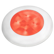 Hella Slim Line Round Courtesy 12V Lamp RED LED White Plastic Bezel 980507241