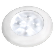 Hella Slim Line LED Round Courtesy White Lamp Light White Bezel 12V 980500541