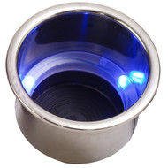 Sea-Dog LED Flush Mount Combo Drink Holder w/Drain Fitting Blue LED 588074-1