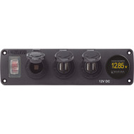 Blue Sea 4368 Water Resist Panel 12V Socket USB 2x2.1A Chargers Mini Voltmeter