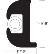 TACO Flex Vinyl 1-1/16"x11/16" Rub Rail 50' Black White Insert V11-0809BWK50-2