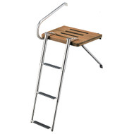 Whitecap Teak Swim Platform 3Step Telescoping Ladder Boats Outboard Motor 68902