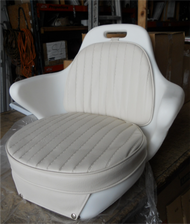 Springfield 1061201-C Pilot-Chair Rotational Molded White Tan Cushion Boat Marine