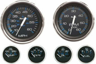 Faria Chesapeake Black SS Gauge KTF003 Inboard Tach-Speedo-Temp-Oil-Fuel-Volt