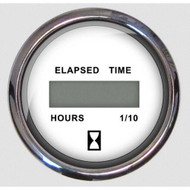 Faria 13815 Chesapeake White Stainless Steel Gauge Hourmeter 10000 hrs.12-32 VDC