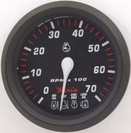 Faria 34650 Johnson Evinrude Red Gauge Tachometer 0-7K RPM SystemCheck Light