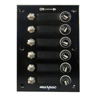 Marpac Toggle Switch Panel-Fuse 15A 12V 6 Gang Black 4.5"Wx6.5"H Boat Marine .7-0518