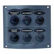 Marinco BEP Marine Waterproof Series Sprayable Switch Panel 6 Switches Black MD
