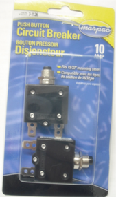 2-PACK Marpac Push Button Circuit Breaker 10 Amp Fits 15/32" Mounting Stem Boat