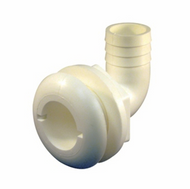 Marpac Thru Hull 90 Deg WHITE Connector Fitting Flange 1-1/2" Hose 3/4" Boat MD