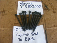 Yamaha 75-80-90-100-115 HP 2000 Set of 10 Cylinder Head Bolts 90105-10M89-00