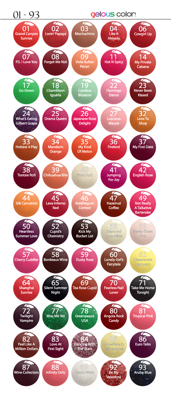 Sns Nail Powder Color Chart