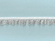 White & Silver Metallic Edge Ruffled Lace Trim - .75'' (WS0034U01)
