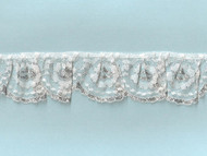 White & Silver Metallic Edge Ruffled Lace Trim - 2'' (WS0200U01)