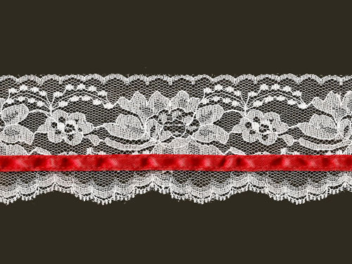 White Edge Lace with Red Ribbon Trim - 3 (WT0300U02)