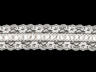 White Galloon Lace Trim with Lace Ribbon Lace - 2.5" (WT0212U05)