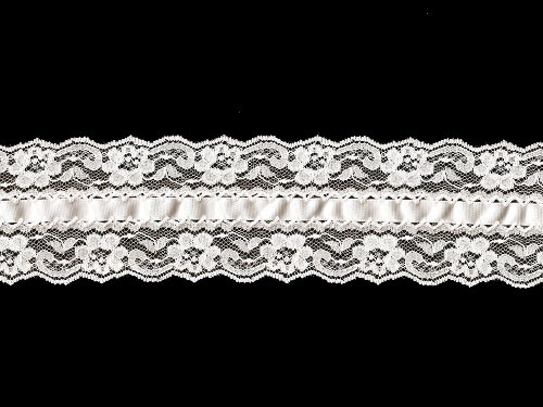 White Galloon Lace Trim with Lace Ribbon Lace - 2.5 (WT0212U05
