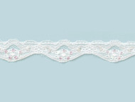 White Scalloped Stretch Lace Trim with Sequins - 1.5"- (WT0112U06)