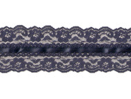Navy Blue Galloon Lace with Ribbon and Crochet Stitch - 2.5" - (NB0212U01)