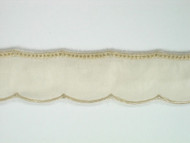 Ivory & Beige Trim Embroidered Satin - 1.125" (IB0118E01)
