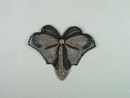 Black & Tan Embroidered Netting Applique - 4" wide x 3.5" (APM066)