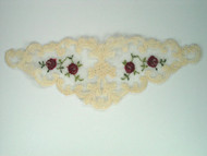 Beige Netting Yoke w/ Red rose embroidery - 7.5" x 2.75" (APY007)