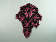 Black & Light Rose Embroidered Satin Applique - 7.625" x 5.5" (APM078)