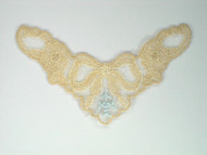 Small Beige Netting Yoke w/ Light Blue Embroidery - 5" x 3" (APY004)