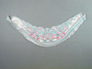 White Backed Satin Yoke w/ Light Blue & Pink Embroidery - 10" wide x 4.75" (APY030)