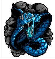 Snake Blue Vinyl Decal Graphic.  These stickers are laminated and cut to the exact shape so these will not scratch or fade