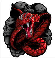 Snake Red Vinyl Decal Graphic.  These stickers are laminated and cut to the exact shape so these will not scratch or fade
