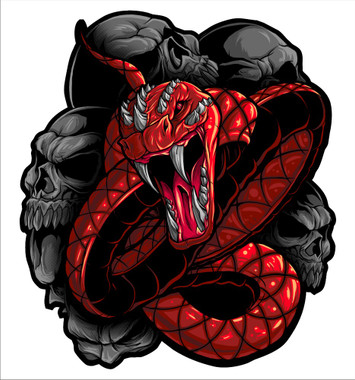 Snake Red Vinyl Decal Graphic.  These stickers are laminated and cut to the exact shape so these will not scratch or fade