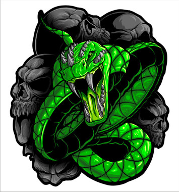 Green Snake Motorcycle Sticker, Superior Quality Vinyl Decals, Mirror imaging for the stickers when purchasing two