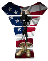 Fallen Soldier Cross American Flag Motorcycle Tank Pad Protector