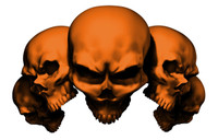 5 Skull Orange Decal Sticker
