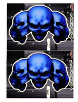 5 Skull Blue 3D Gel Decal Sticker set