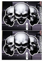 5 Skull White 3D Gel Decal Sticker set