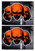 5 Skull Orange 3D Gel Decal Sticker set