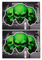 5 Skull Green 3D Gel Decal Sticker set