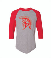 Youth and Adult 3/4 Shirt Red/Gray 50% Cotton 50% Polyester