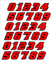 Thick Youth Helmet numbers Black Red for Lacrosse, Football, Hockey, Softball, Baseball helmets.  1.25 inch tall
