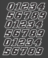 Thick Youth Helmet numbers White Black for Lacrosse, Football, Hockey, Softball, Baseball helmets.  1.25 inch tall
