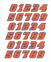 Thick Youth Helmet numbers Blue Orange for Lacrosse, Football, Hockey, Softball, Baseball helmets.  1.25 inch tall