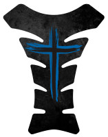 Jesus Christian Grunge Cross Blue Motorcycle Tank Pad Protector