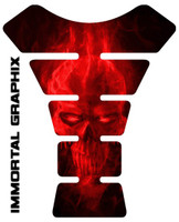 Ice Skull Red 3D Domed Motorcycle Tank Pad Protector