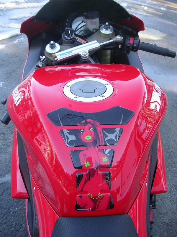 Devil 4 Aces Orange Sportbike Motorcycle 3D Gel tank pad tankpad protector 