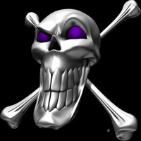Digital Chrome Skull and Crossbones Purple